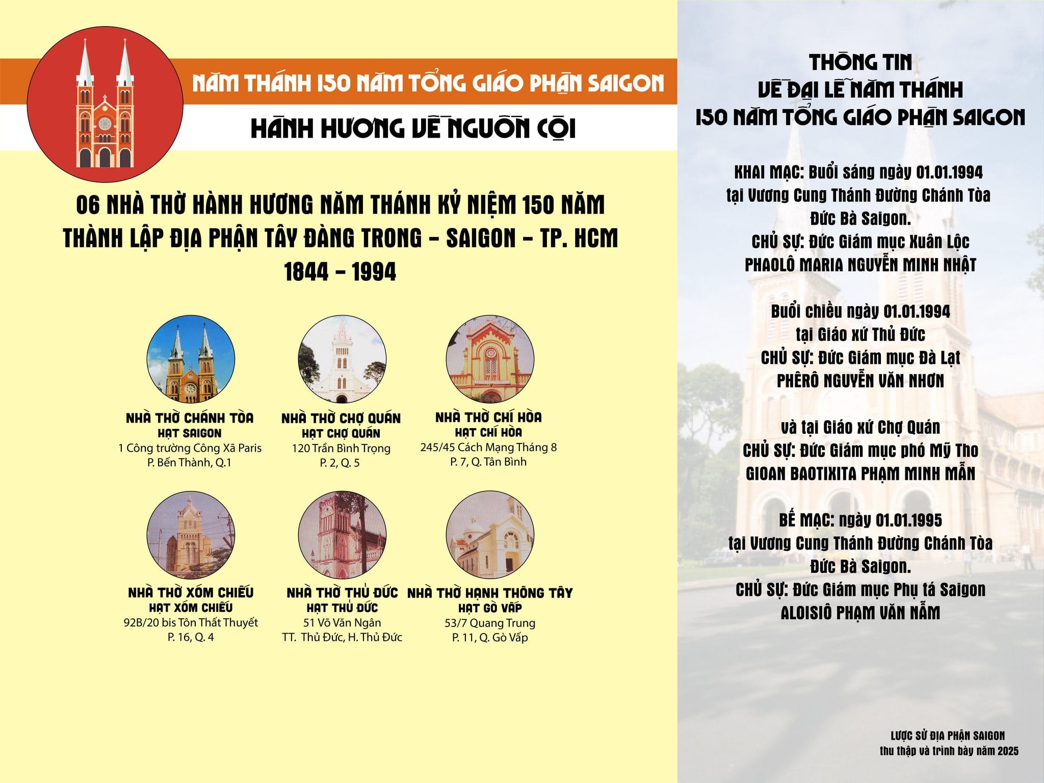 TRONG CÁC NĂM THÁNH GẦN ĐÂY, ĐỊA PHẬN SAIGON ĐÃ CHỌN CÁC NHÀ THỜ NÀO LÀM ĐIỂM HÀNH HƯƠNG KHÔNG?